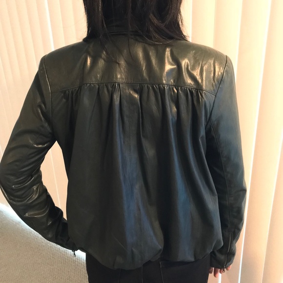 Diane Von Furstenberg DVF Dk Green Leather Jacket - Picture 7 of 8